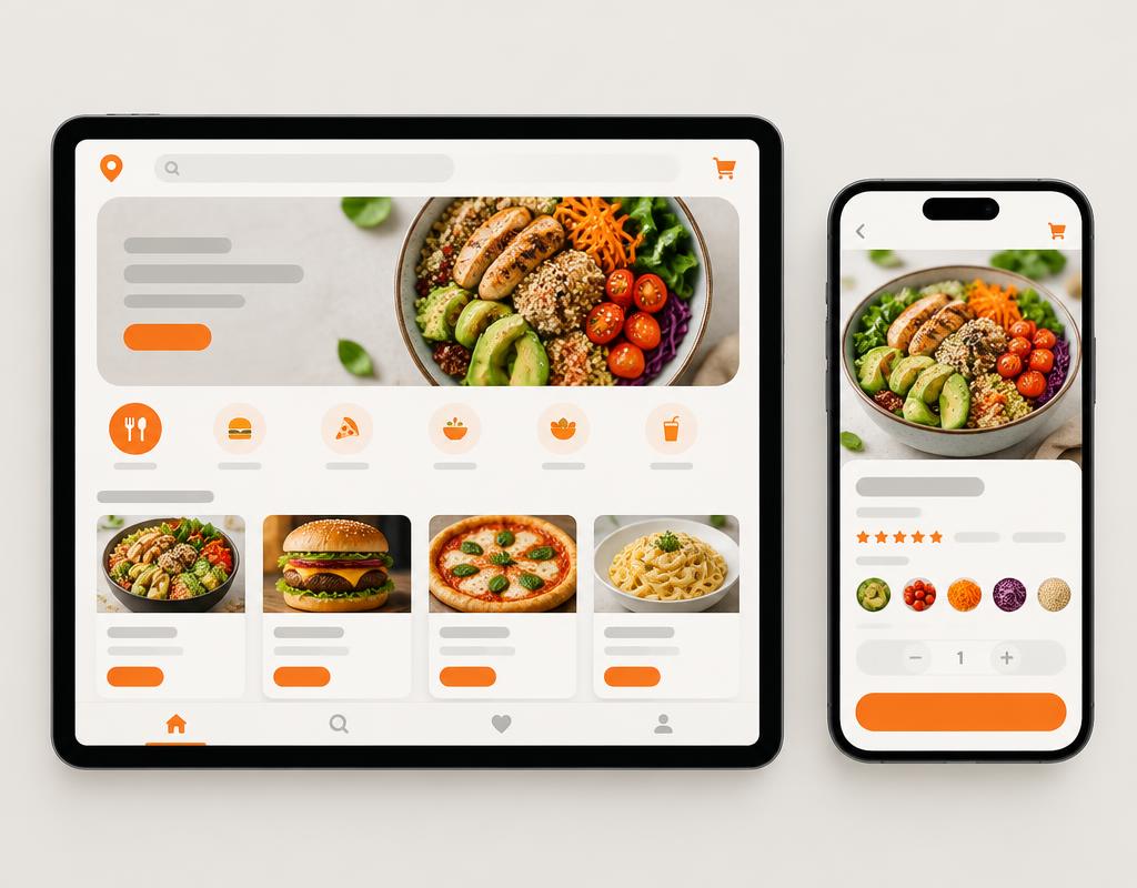 Tablet und Smartphone mit Bestell-App